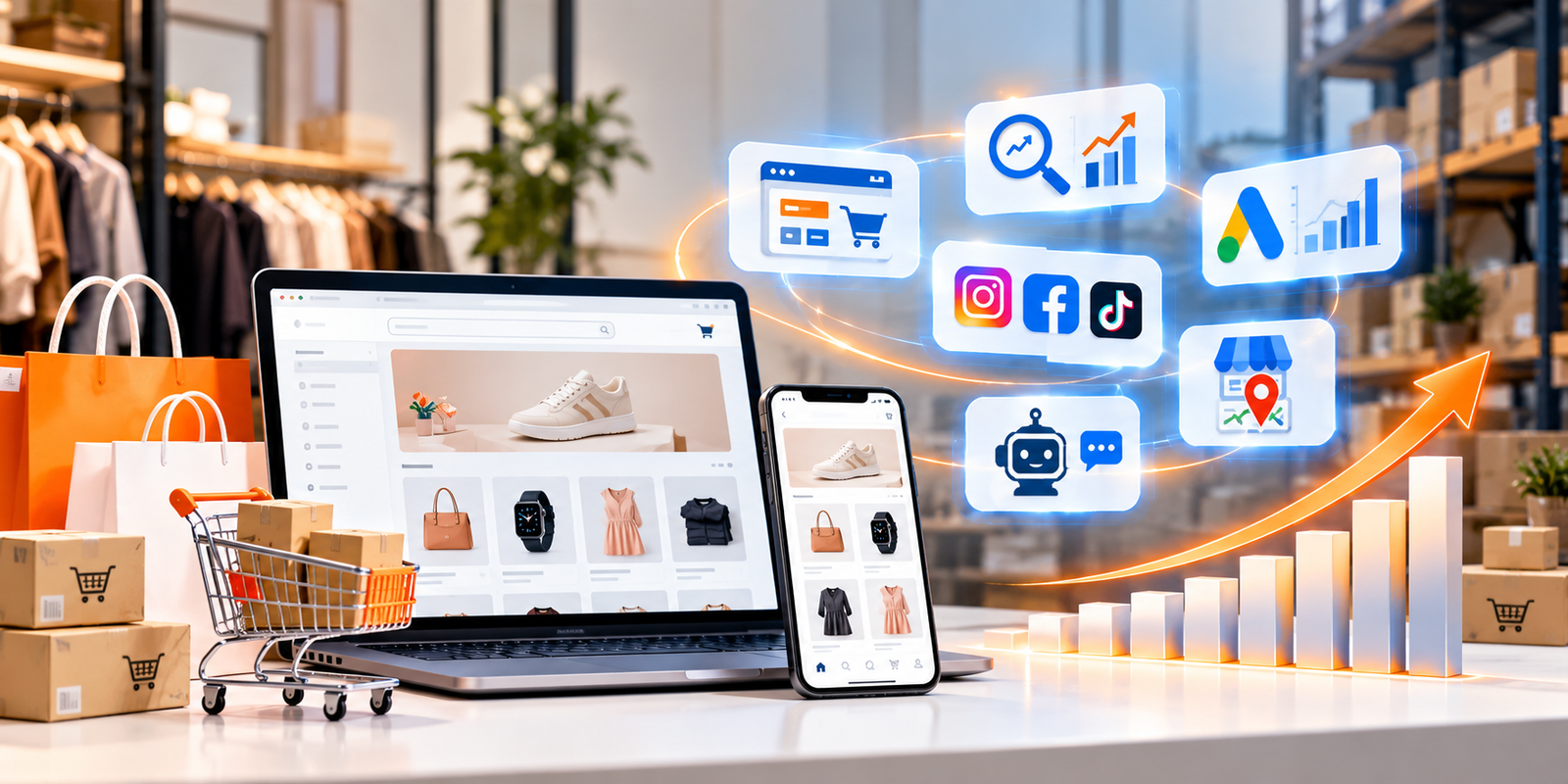 Digital marketing for ecommerce and retail team reviewing online store analytics in Indore